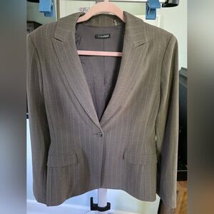 Tahari Gray/Taupe Pinstripe Blazer